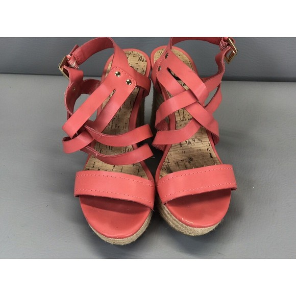Guess Ethela Coral Pink Sandal Women’s Size 7 Wedge - Picture 5 of 10